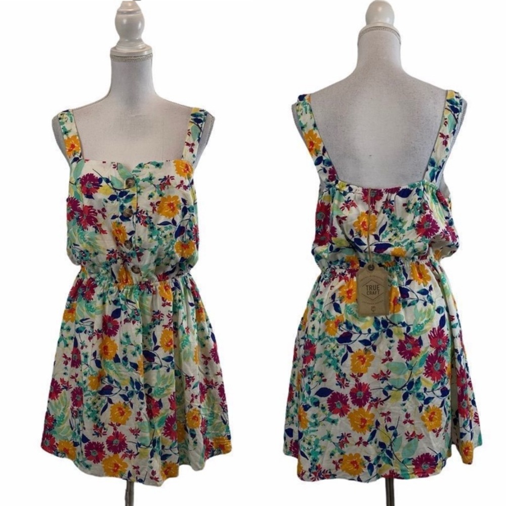 Womens 0X TRUE CRAFT Floral The Aloha Atlas Ivory Curvy Sundress